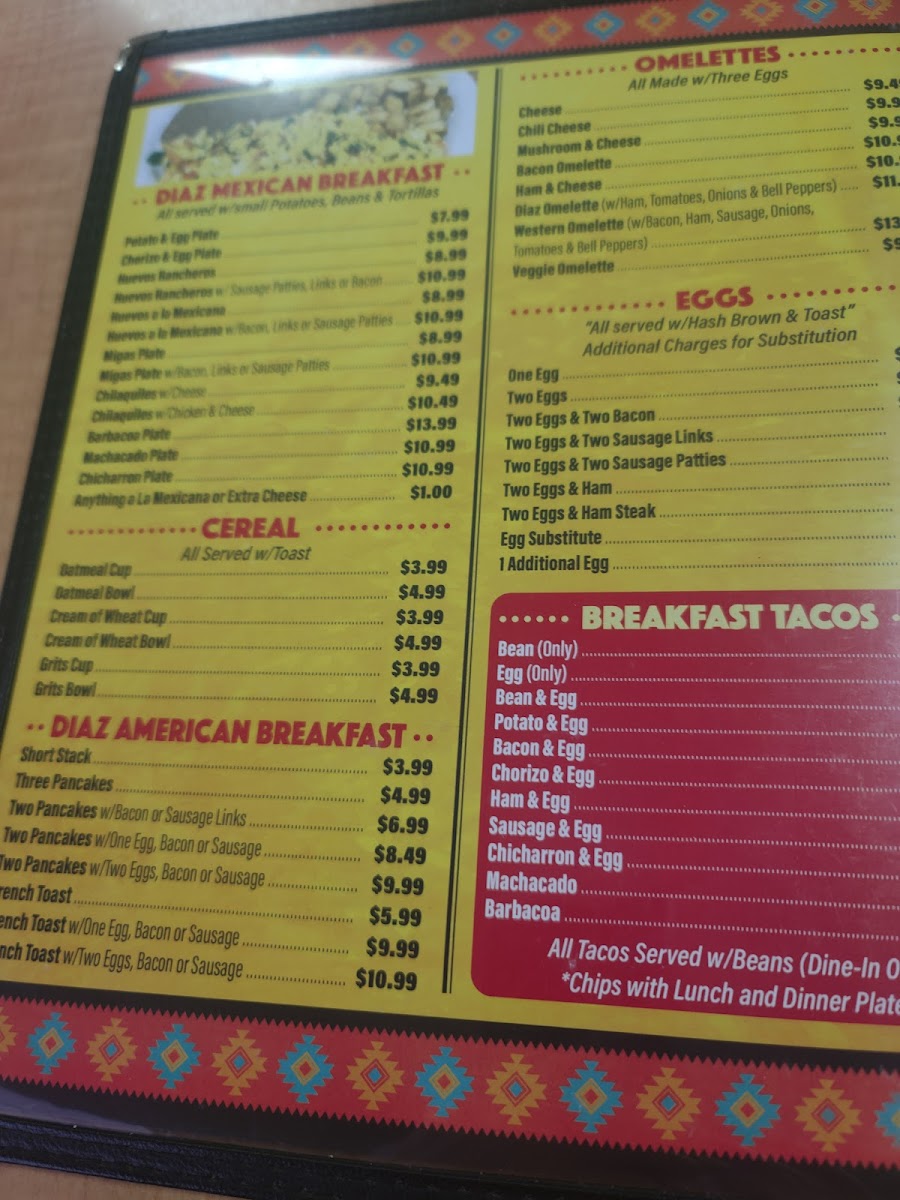Diaz Diner Menu - Image 4